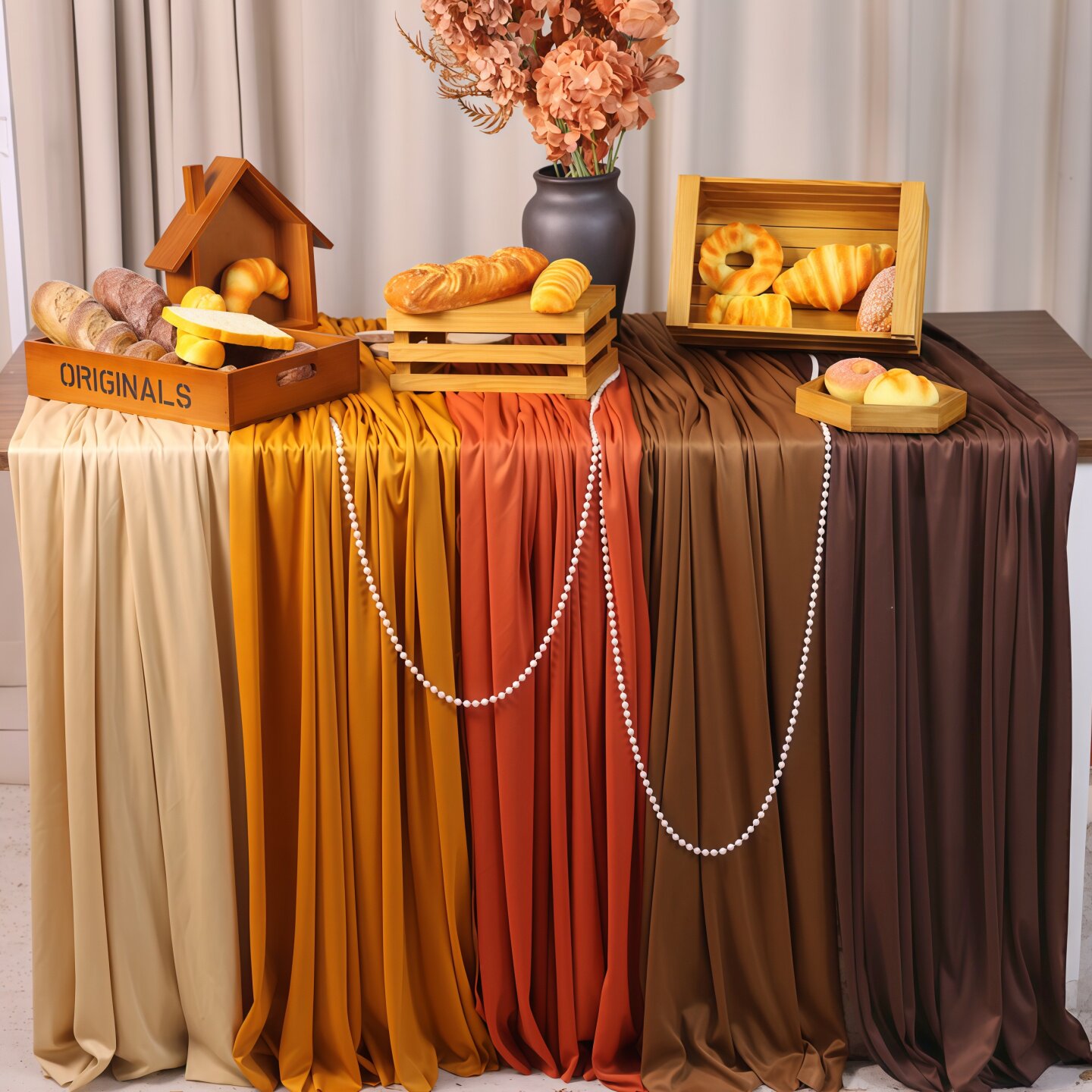 美拉德色系桌布甜品台摆台布高级感茶歇装饰婚礼氛围场景布置布幔