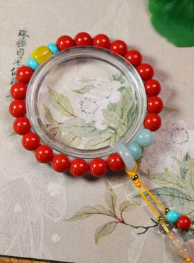 玉阅珠宝朱砂福禄女士手链