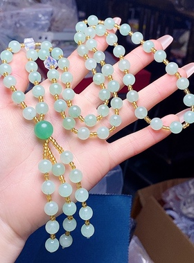 玉阅珠宝天然东陵玉新中式毛衣链