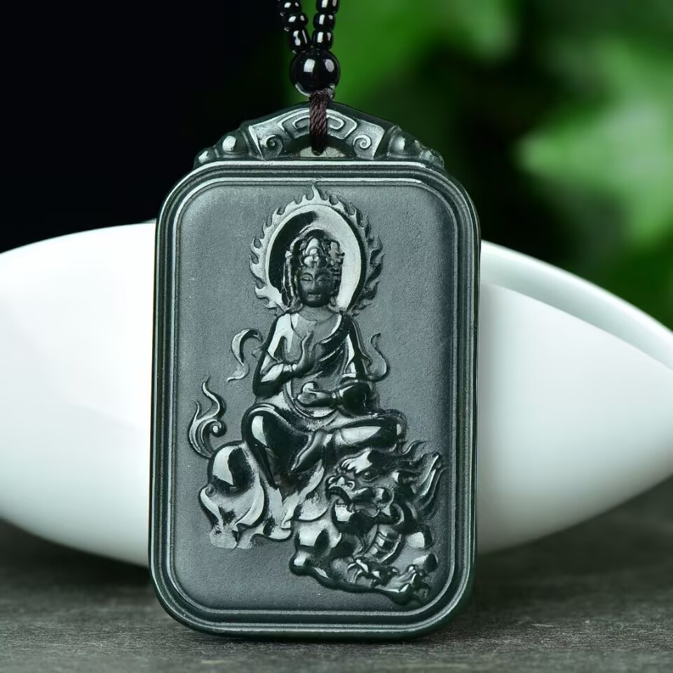 精致和田青玉吉祥观音牌子吊坠男款守护神佛像玉石项链玉坠饰品