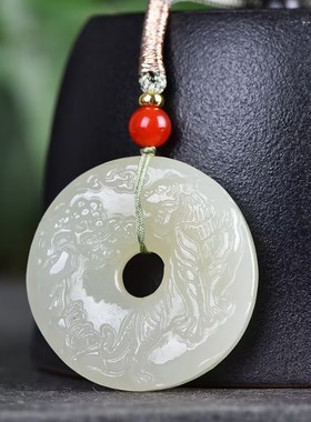 天然和田玉吉祥虎牌吊坠男女款