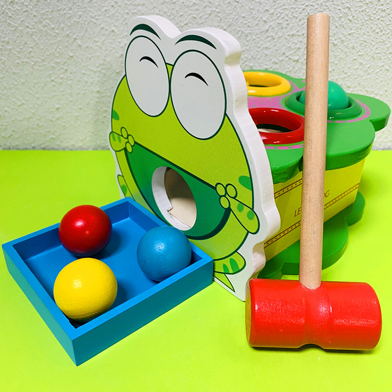 儿童木制青蛙打地鼠敲球台