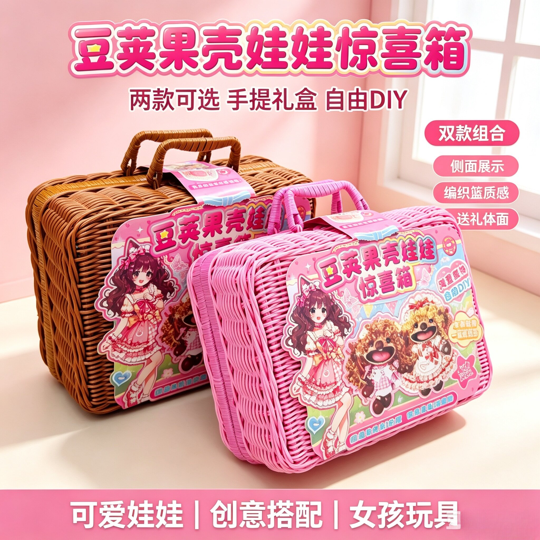 小红伞豆荚娃娃diy织梦师手提箱儿童手工制作材料包女孩生日礼物