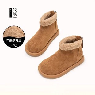 女童鞋雪地靴加绒2025新款冬季靴子儿童短靴秋冬加厚棉鞋女宝鞋子