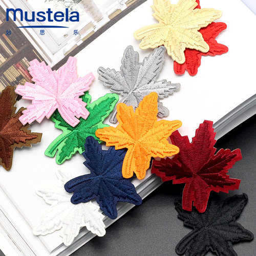 中国风枫叶复古羽绒衣服牛仔布贴