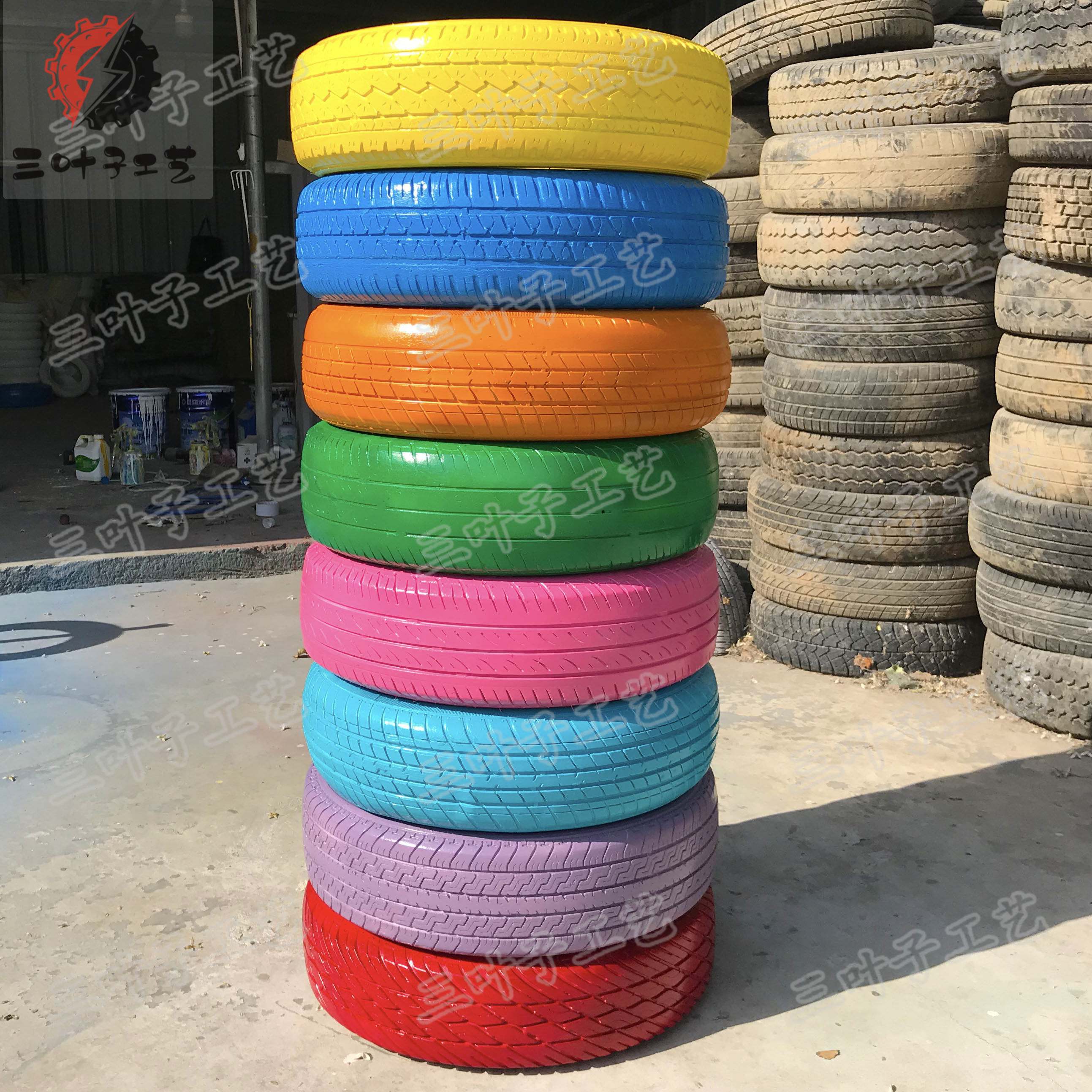 轮胎创意改造工艺品制作个性花盆沙发凳子椅子幼儿园景区装饰造型