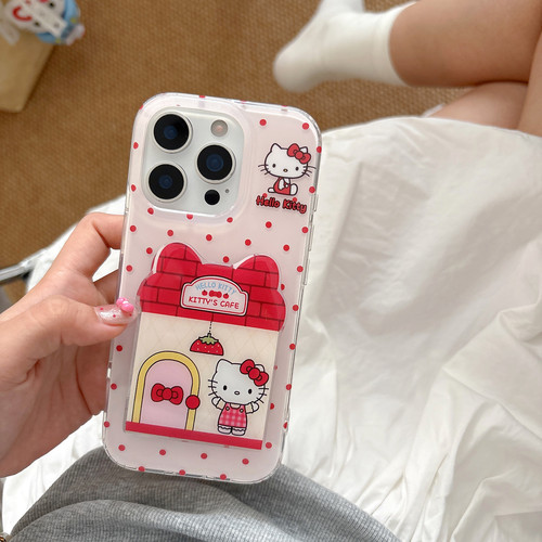 DanDan 红色波点可爱凯蒂kt猫适用于iPhone17promax手机壳苹果16新款小众15pro创意房子补妆镜14p女15