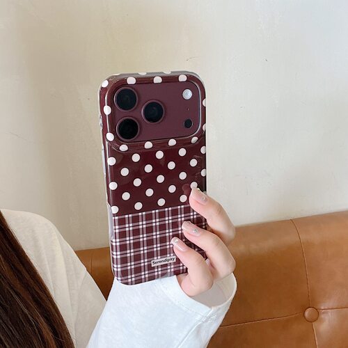 DanDan 新款ins风波点拼接格子适用18promax手机壳iPhone16pro简约15pro英文17全包防摔