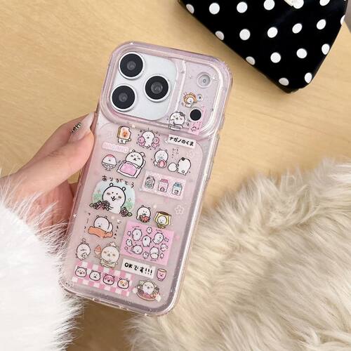 DanDan 新款卡通可爱粉壳自嘲熊适用iPhone17promax少女心16pro透明17/16闪粉15