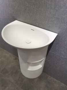 人造石柱盆洗手盆一体台上盆落地式卫生间洗漱盆洗面盆方形带储物