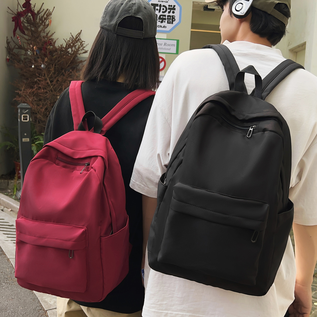 日韩无印风大容量简约百搭双肩包男女大学生初中生书包旅行背包潮