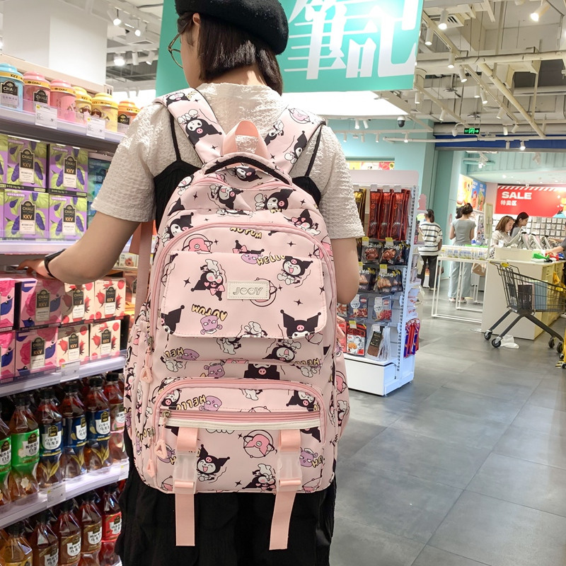 双肩包女士简约大容量旅行背包女休闲日系初中生小学生书包双肩包