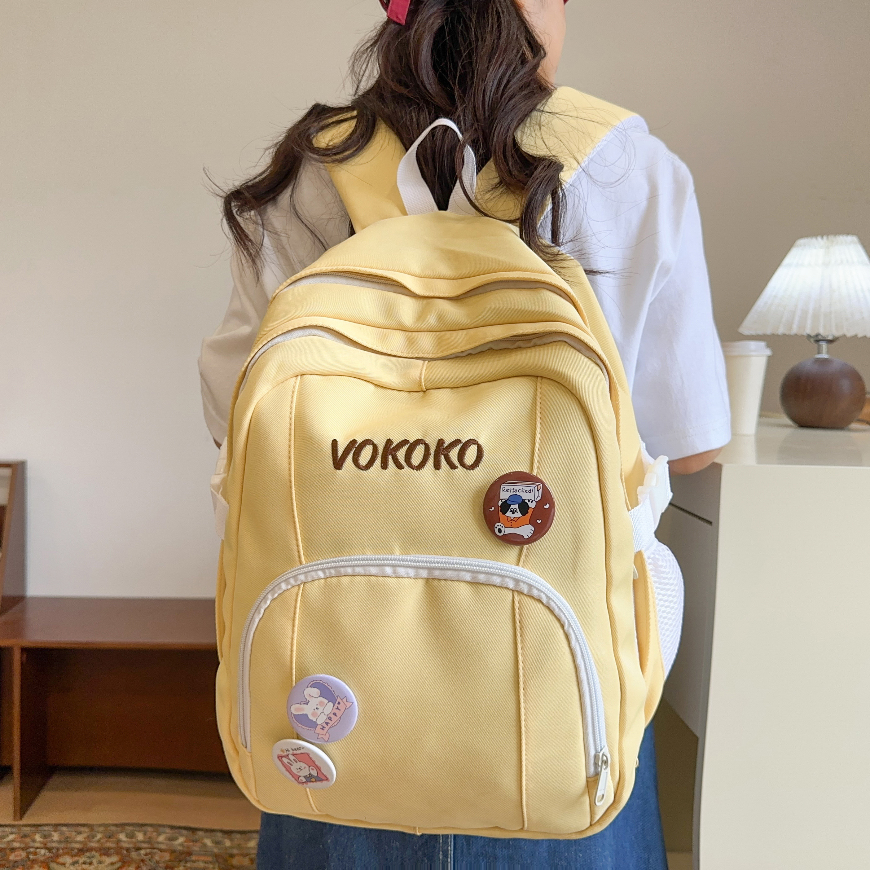 高颜值书包女韩版ins风百搭可爱少女双肩包初中高中学生大容量背