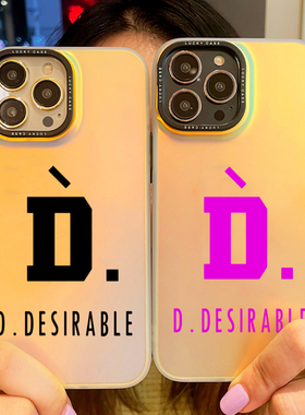 王鹤棣潮牌D.Desirable苹果15手机壳华为mate60pro明星同款/小米14/VIVOX100/IOQQ/OPPO创意简约渐变镭射壳