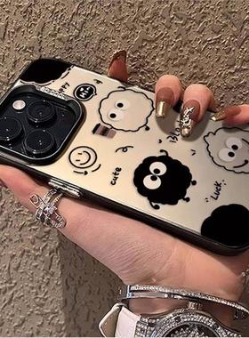 可爱煤球咖啡适用三星s24ultra手机壳s21fe新款s23+高级感a14/a23磨砂镭射a34情侣a52s/a53小众a71男女款硬壳