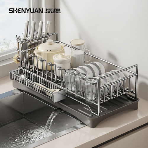 不锈钢碗盘沥水架厨房水槽置物架家用多功能放筷子篮碗碟杯收纳架
