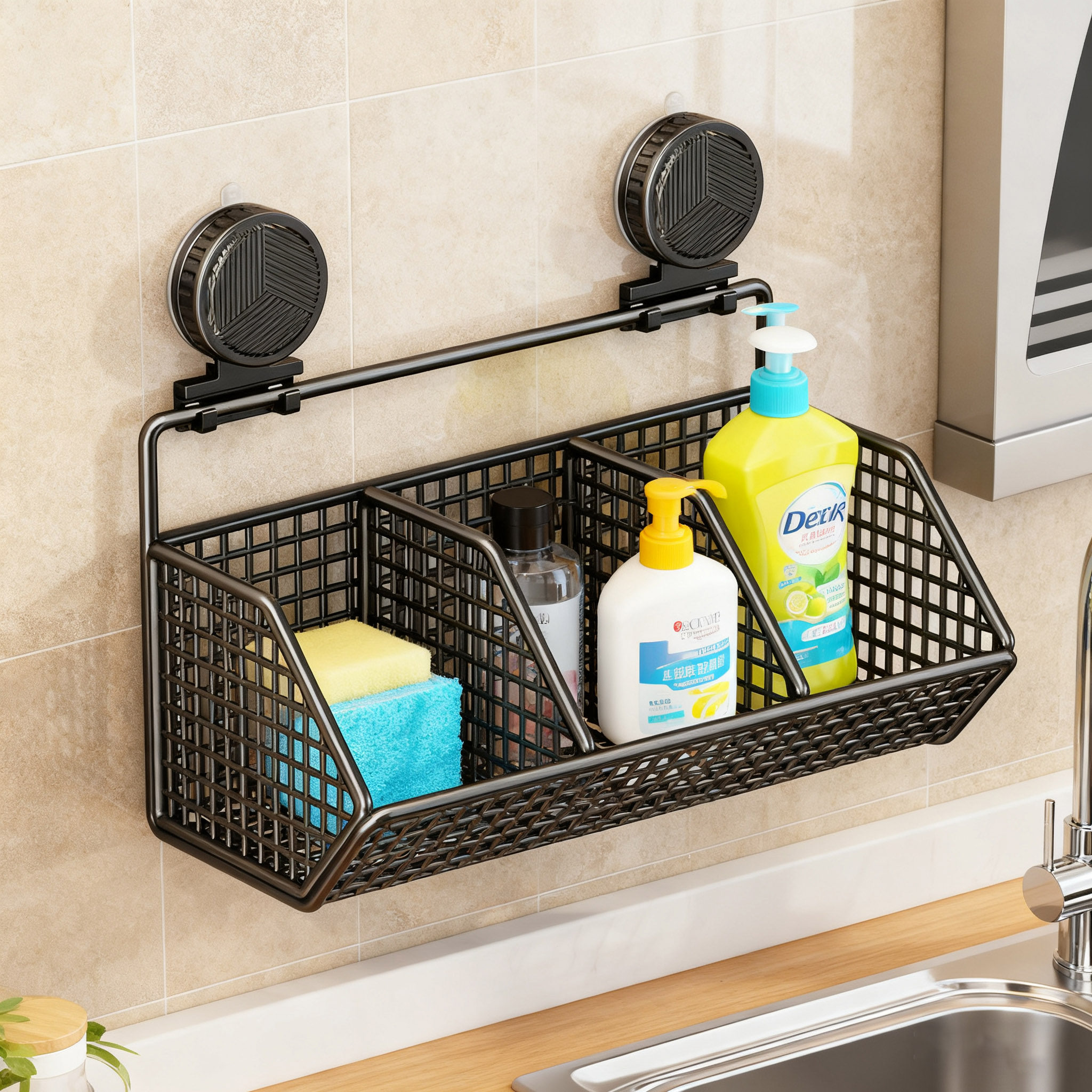 厨房吸盘置物架沥水架抹布收纳神器水龙头洗菜池洗碗水槽用品收纳