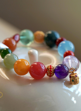 良器（饰品）四季多宝天然和田玉水晶南红手串