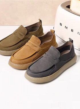 品牌男鞋2025春秋新款吐司勃肯鞋休闲乐福鞋一脚蹬工装鞋A1859AM5