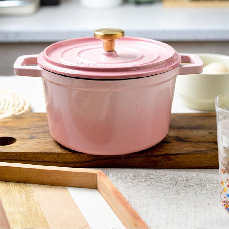 外贸款铸铁锅珐琅锅18cm搪瓷煮炖锅家用砂锅炖锅电磁炉煲汤熬汤锅
