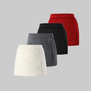 新款秋冬装女童红色毛呢半身裙法式高腰显瘦洋气儿童a字包臀短裙