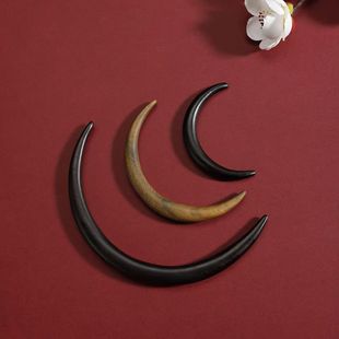 半圆弯月簪玄月簪上弦月华发簪绿黑檀木簪子汉服旗袍配饰月亮发饰