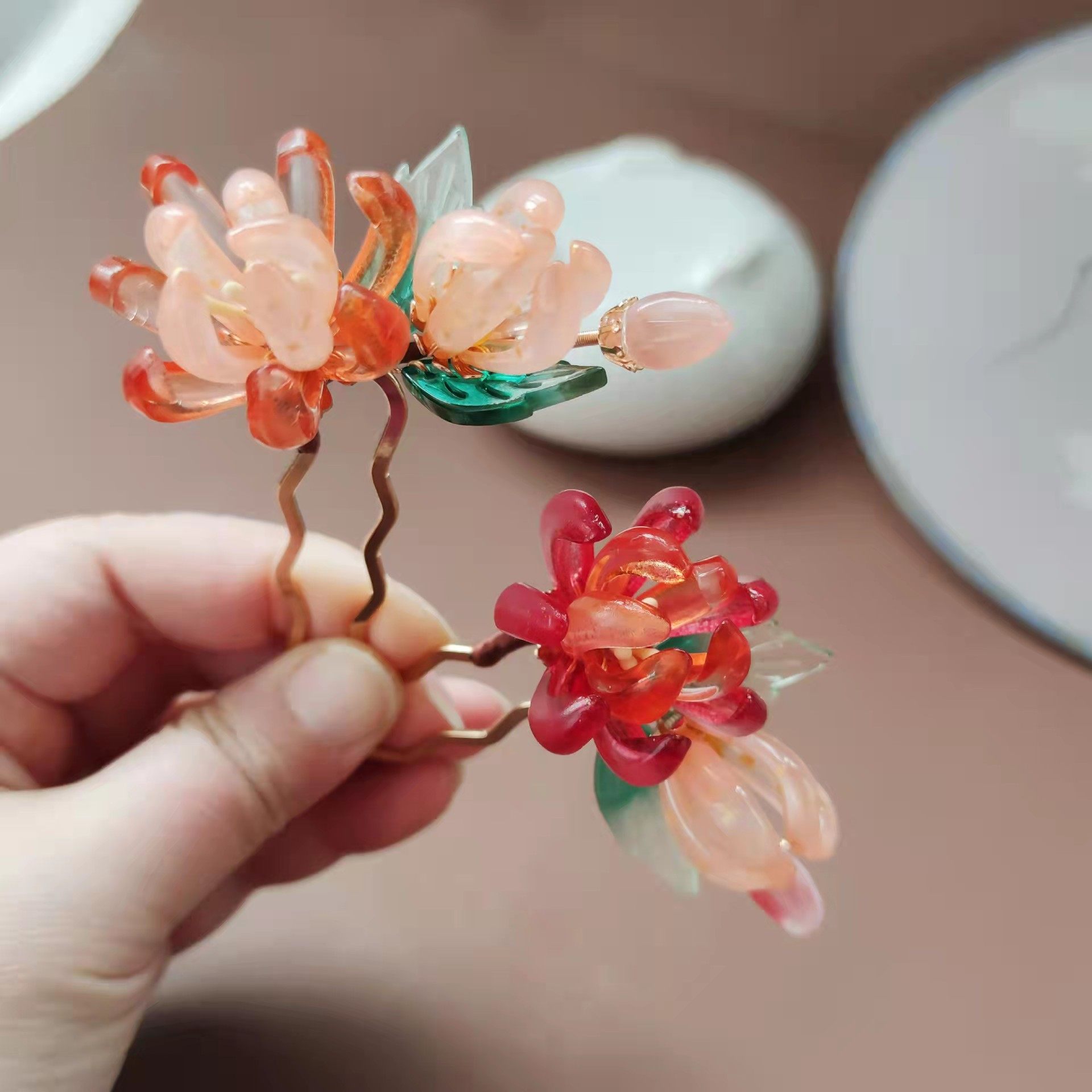 彼岸花发饰明宋制汉服流苏发簪钗