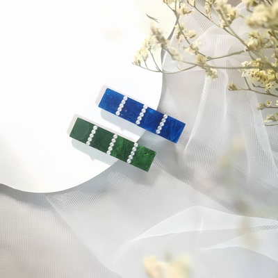 青绿发夹新中式国风发卡一字横夹原创小众设计感侧边刘海夹鸭嘴夹