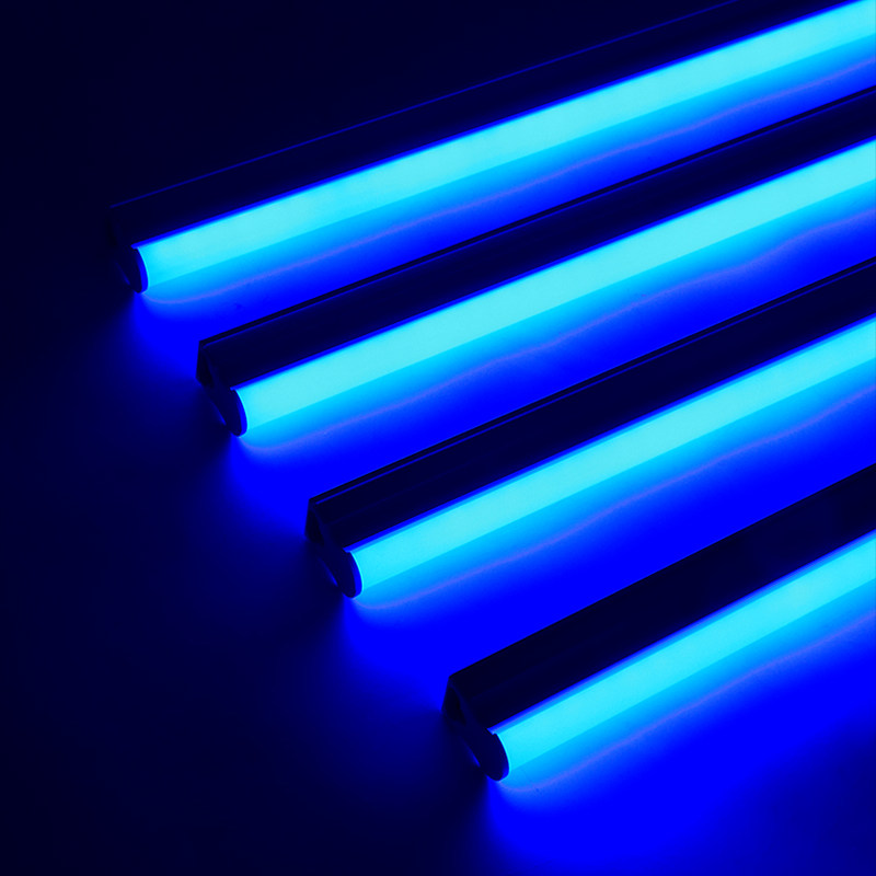 蓝色灯管t5光管氛围长条发光冰蓝光彩色日光荧光led一体补光线条