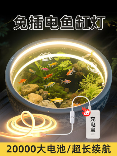 水箱专用灯防水充电免费插拔古水箱专用Led灯条形鱼塘养鱼USB气氛