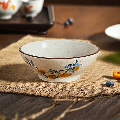 中式复古陶瓷家用碗釉下彩个人专用浅口酒碗火锅蘸料碗小汤碗饭碗