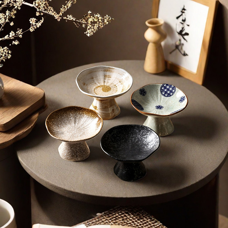 茶碟高脚碟干果零食小点心茶点盘子陶瓷复古碟子盘精致宅寂风中古,餐饮具,碟,淘宝优惠券,粉丝福利购,淘宝优惠卷