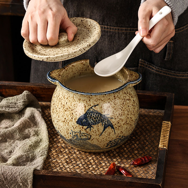 家用陶瓷耐高温带盖油罐油碗罐子