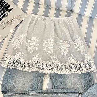 蕾丝裙叠穿打底秋冬专配牛仔裤 白色纯棉遮臀半身裙 屁帘女2025新款