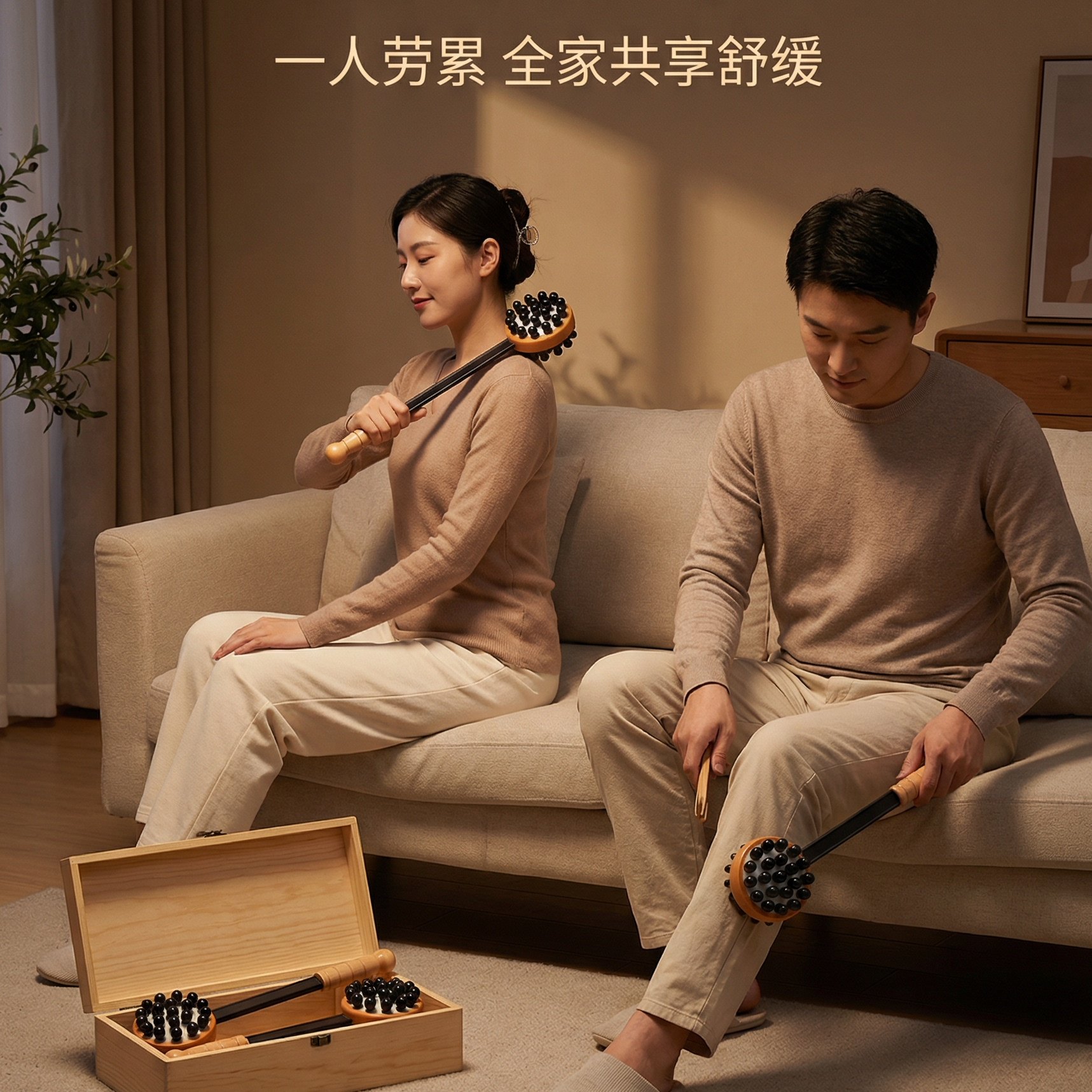 捶背神器敲打按摩锤经络按摩棒手持式敲背锤子拍打颈肩后背锤肩部