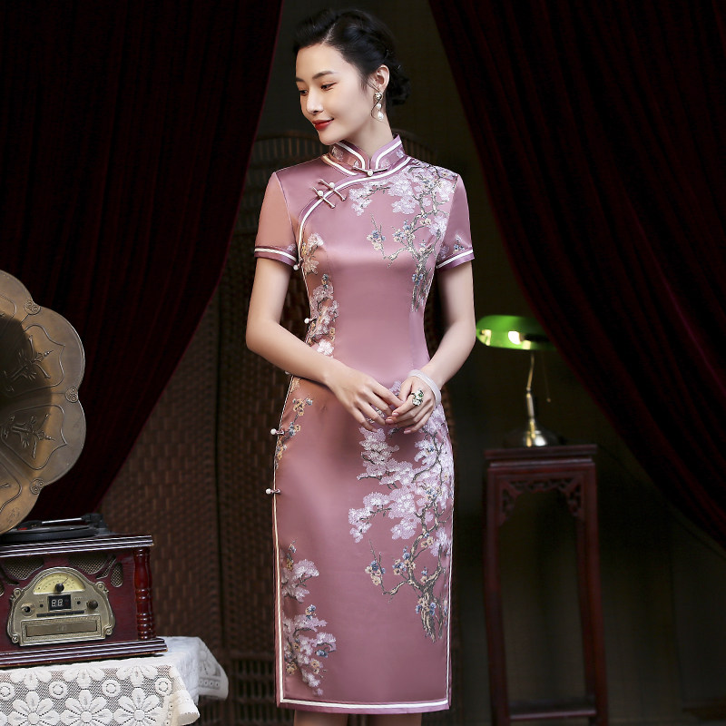 旗袍2020年新款妈妈夏装中国风日常可穿改良版连衣裙中年婚宴礼服