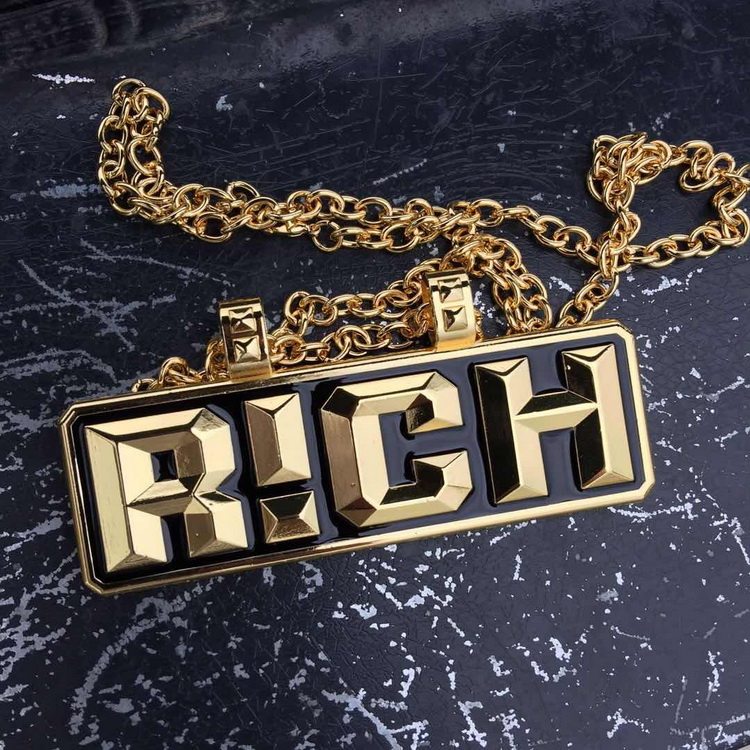 2020中国新说唱有嘻哈同款rich晋级项链 大金链子hip hop嘻哈饰品