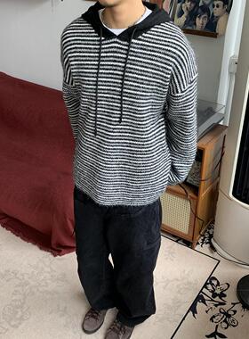 RonnShop秋冬新款日系宽松复古休闲连帽羊毛卫衣毛衣