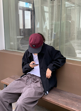 RonnShop秋冬新款日系宽松休闲复古拉链夹克外套