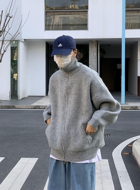 RonnShop日系秋冬新款纯色重磅针织充棉夹克