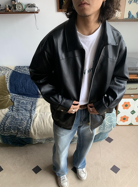 RonnShop日系宽松复古街头皮衣外套夹克