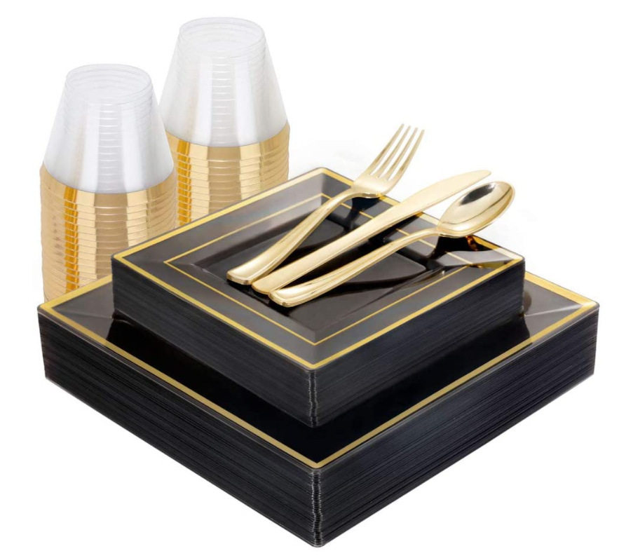 一次性盘子航空水晶硬质塑料餐具加厚透明水果户外牛排高档餐盘