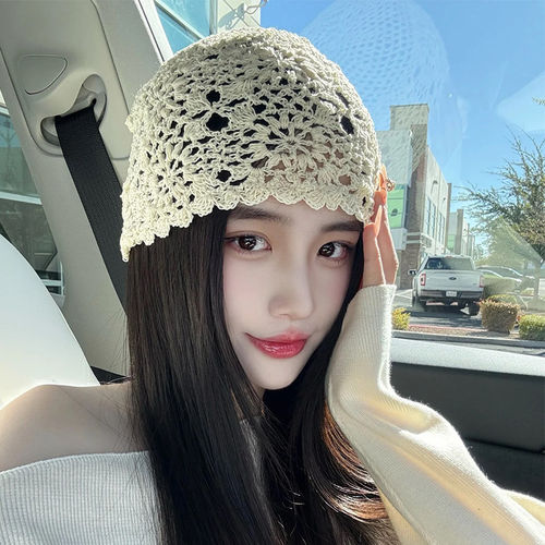 编织堆堆帽子女2026新款蕾丝