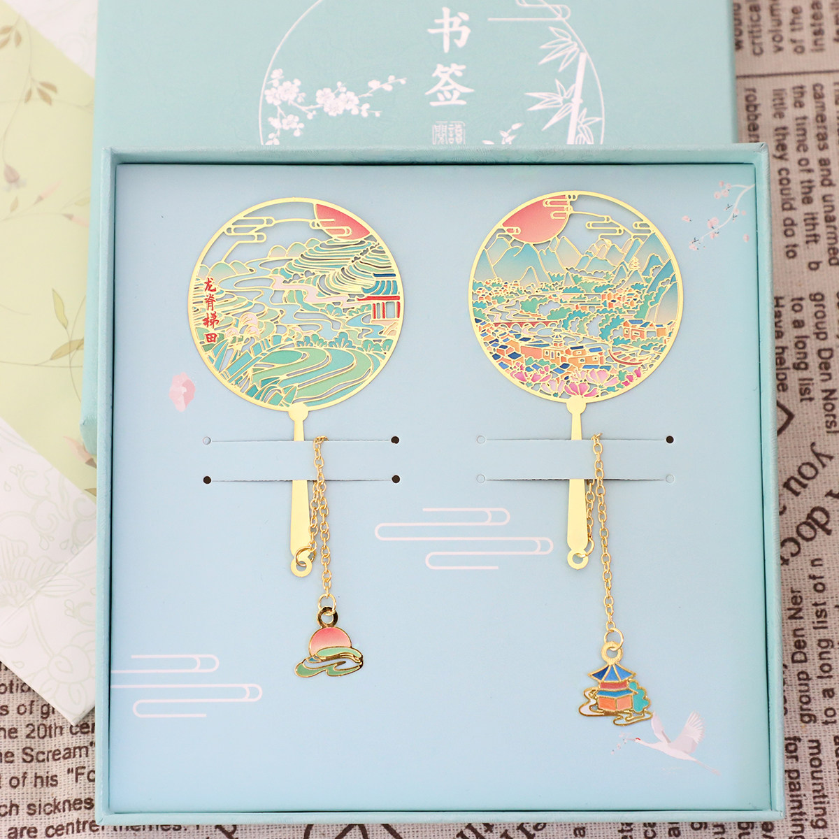 （有版权）广西漓江景点书签梯田遇龙河涠洲岛金属纪念品定制刻字