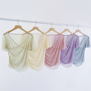 古典舞网纱上衣身韵形体服中国民族舞练功服演出服艺考纱衣