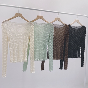 透视性感古典舞现代舞舞蹈服练功服长袖修身显瘦开叉基训服成人