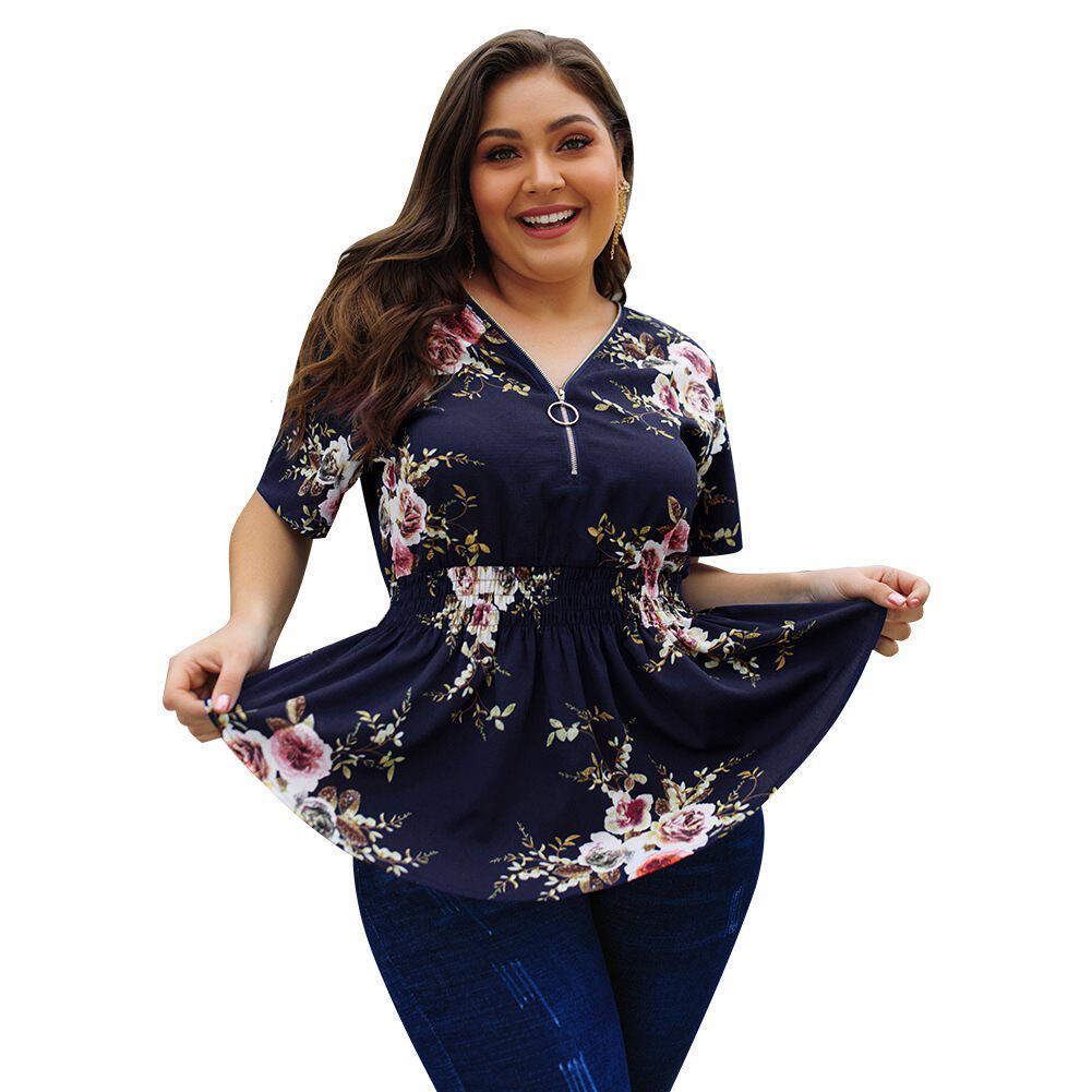 Printed Chiffon BLouse Women Summer V Neck Tops T-shirt 衬衫|msdalam kategori Butik wanita / wanita, shirt - dari Buy2taobao.com untuk memberikan perkhidmatan ejen Taobao profesional membeli