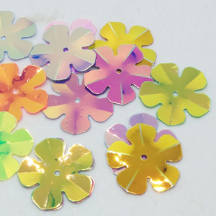 2cm五瓣炫彩花片手工DIY材料手缝亮片闪片贴片手缝花型幼儿园材料