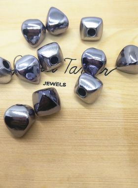 枪灰色单孔皮筋收尾珠大孔径半孔塑料珠手工DIY发圈配件发饰材料