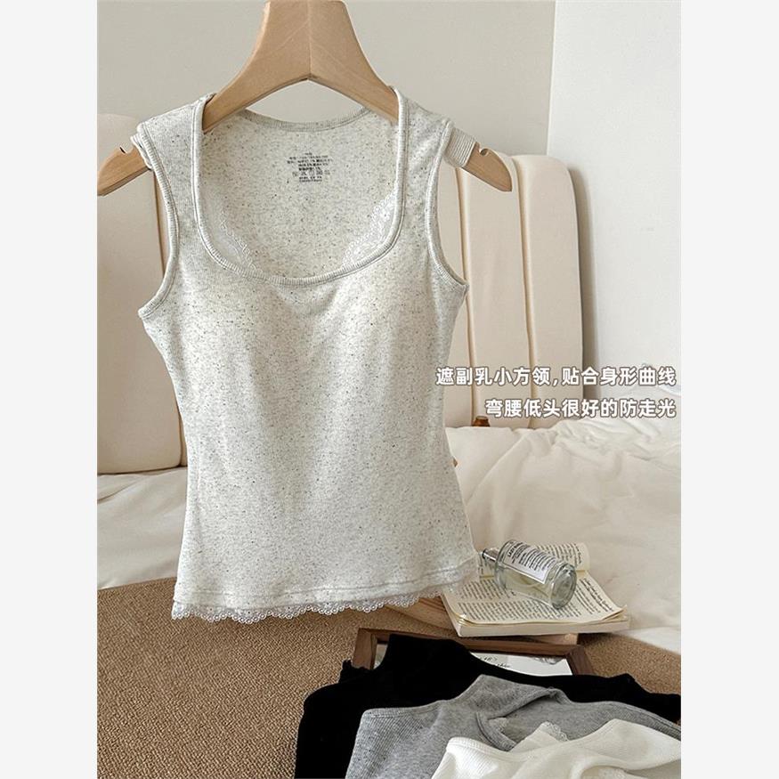 蕾丝吊带背心内衣女夏薄款内搭带胸垫白色美背打底无袖上衣女外穿
